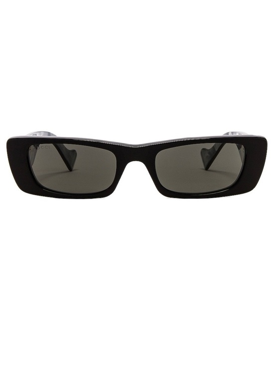 Gucci Glossy Black Rectangular Sunglasses with Gold Logo with Gucci case main image 4